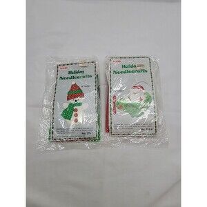 Vintage 1981 TITAN HOLIDAY NEEDLECRAFTS KIT Snowman & Airplane Ornament Sequins